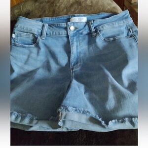 Judy Blue Jean Shorts With Fringed Edges  1XL